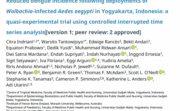  Reduced dengue incidence following deployments of Wolbachia-infected Aedes aegypti in Yogyakarta, Indonesia: a quasi-experimental trial using controlled interrupted time series analysis
