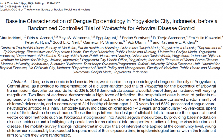  Baseline Characterization of Dengue Epidemiology in Yogyakarta City, Indonesia, before a Randomized Controlled Trial of Wolbachia for Arboviral Disease Control